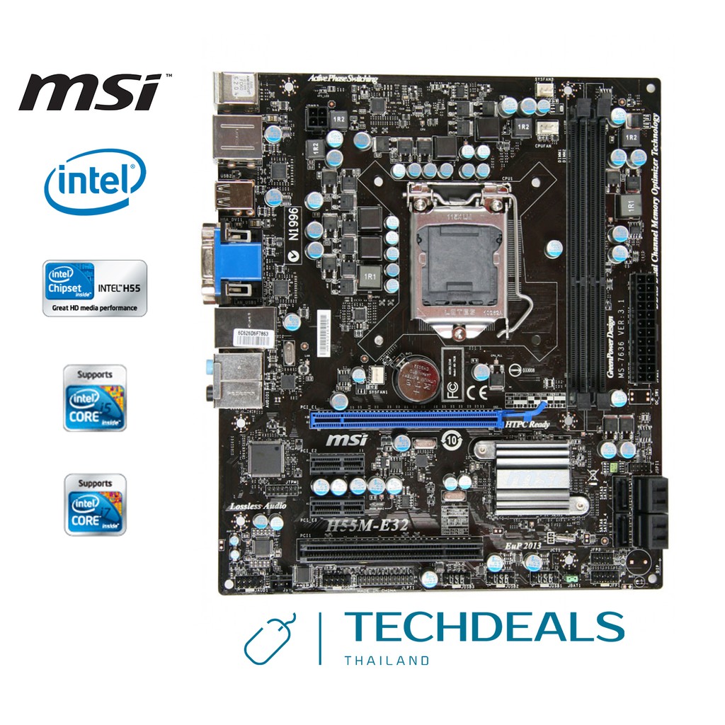 Mainboard Motherboards (เมนบอร์ด) Intel LGA 1156 Chipset H55 MSI H55M-E32