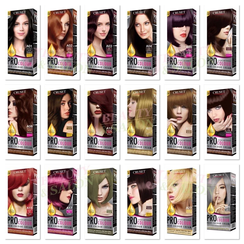 ใหม่ครูเซ็ท ครีมย้อมผม โปร คัลเลอร์ 100 มล. Cruset PRO Colour Hair Colour Cream 100 ml. สีย้อมผมครูเซ็ท