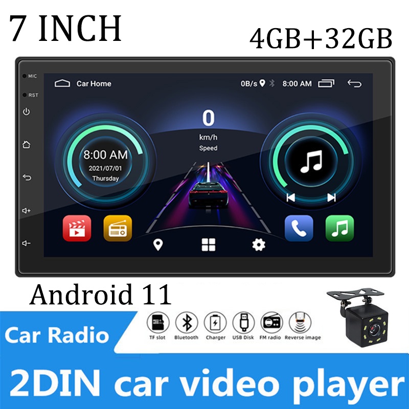 [4GB+32GB] เครื่องเล่นมัลติมีเดีย GPS นําทาง วิทยุ บลูทูธ Wifi 2din Android 11 ขนาด 7 นิ้ว สําหรับรถยนต์