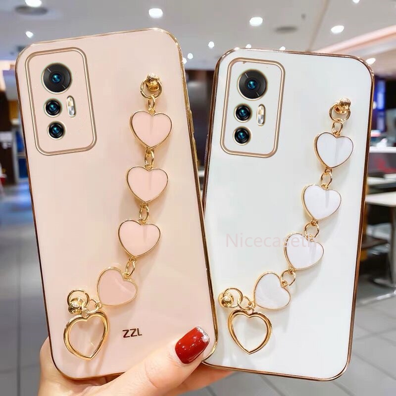 New เคส Xiaomi 12 Pro Redmi Note 11S 11 Pro 5G 4G Straight Edge Phone Case เคสโทรศัพท Phone Soft Back Cover with Love Bracelet Easy To Carry #8