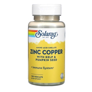 Zinc Copper, 100 VegCaps สังกะสี ทองแดง Solaray