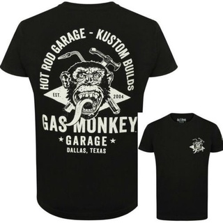 เสื้อยืด Cotton Comfort☍Dels About Official Gas Monkey Garage Mens Essentials Torch &amp; Hammer T-Shirt Gmgขนาดเต็มS-5XL