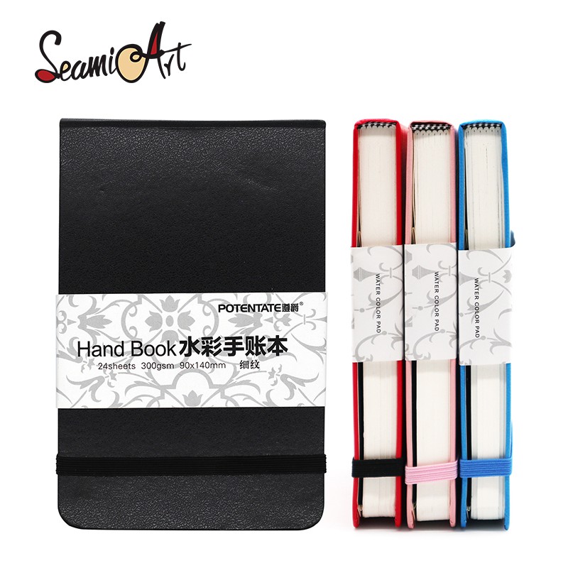 SeamiArt สมุดวาดภาพ สำหรับลงสีน้ำ ขนาดเล็ก 300 แกรม 24 แผ่น มีให้เลือก 4 สี