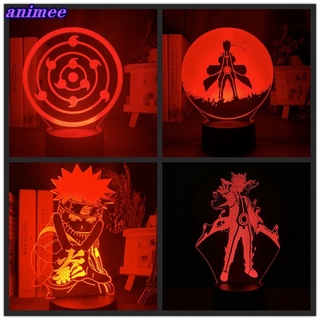 โคมไฟกลางคืน LED รูปนารูโตะ Uzumaki Sasuke Uchiha 3D 16 สี พร้อมรีโมตคอนโทรล สําหรับตกแต่งห้องนอนเด็ก