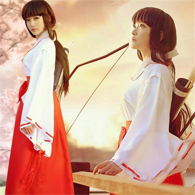 Acf Inuyasha คอสเพลย์ แจ๊กเก็ต เครื่องแต่งกาย Higurashi Kagome เสื้อโค้ท แขนยาว ชุดกิโมโน ด้านบน ปาร์ตี้ฮาโลวีน แสดงเครื่องแบบ