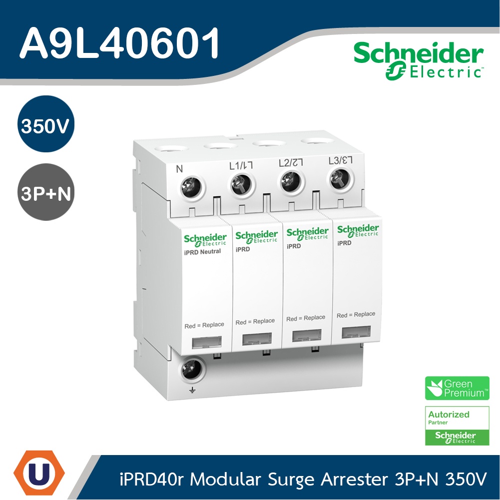 Schneider Electric iPRD40r Modular Surge Arrester - 3P + N - 350V - With Remote Transfert - A9L40601