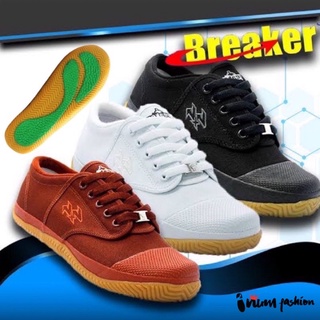 NFshoes ถูกสุด! BREAKER รองเท้าผ้าใบนักเรียนพื้นฟุตซอล น้ำตาล ขาว ดำ ไซส์ 31-45 พร้อมส่ง