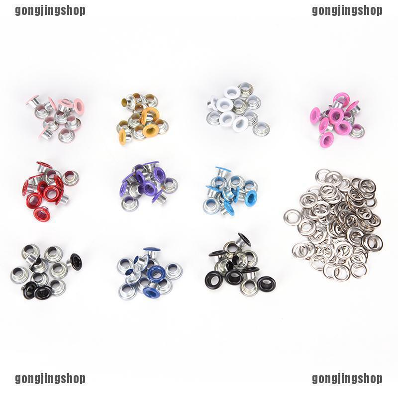 อุปกรณ์ eyelets โลหะ คละสี ขนาด 4 มม 100 ชิ้น สำหรับตกแต่ง