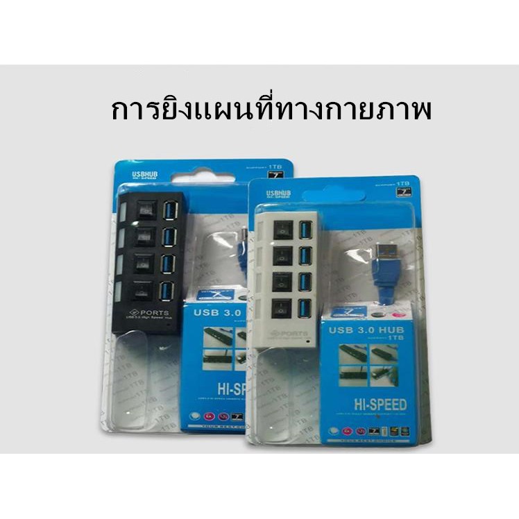 ช่องต่อUSB 3.0 Hub Combo Splitter 4 Port USB Speed  แบบ4ช่อง อุปกรณ์เพิ่มช่อง ยูเอสบี พร้อม ตัวอ่านการ์ด ON / OFF Switch