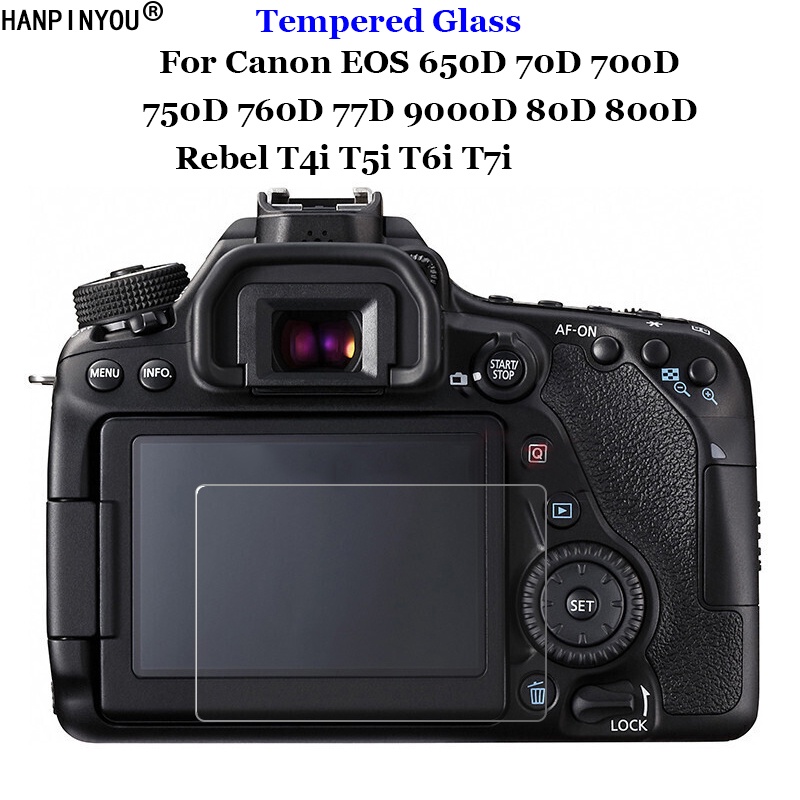 For Canon EOS 70D 77D 80D 90D 650D 700D 750D 760D 7600D 800D 8000D 9000D 7D 6D Mark II 7D2 Rebel T4i T5i T6i T6s T7i  Camera Tempered Glass 9H 2.5D LCD Screen Protector Explosion-proof Film Toughened Guard