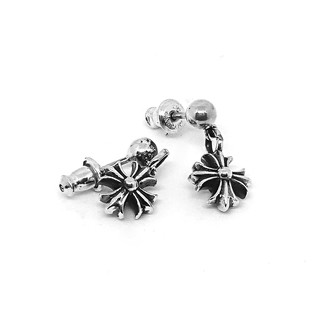 Chrome Hearts Sterling Silver 925 เครื่องประดับเงินแท้ ต่างหู Cross Drop Earring Code:CED034