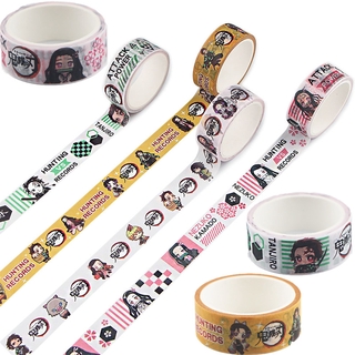 5 Rolls Demon Slayer Japanese Paper Tape Color Hand Account Can Tear DIY Decorative Stationery Tape