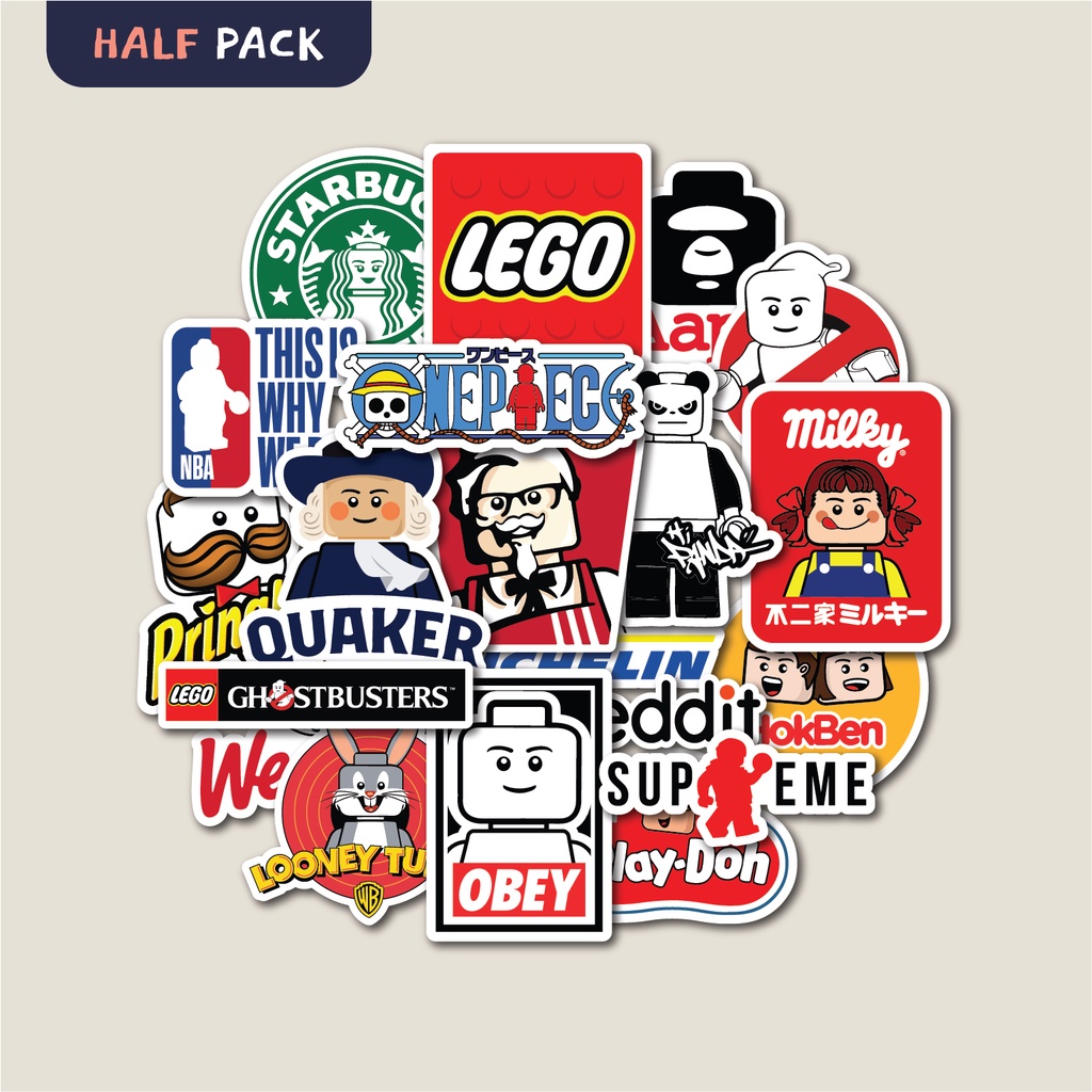 LEGO LOGO STICKER PACK | สติ๊กเกอร์แก้วน้ํา | สติ๊กเกอร์แล็ปท็อปสําหรับกระเป๋าเดินทางและหมวกกันน็อค