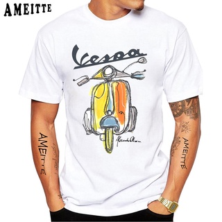 เสื้อยืดผ้าฝ้ายพิมพ์ลายแฟชั่น เสื้อยืดแขนสั้น พิมพ์ลาย Vespa Scooter Italia สไตล์ฮิปฮอป วินเทจ คลาสสิก เหมาะกับฤดูร้อน ส