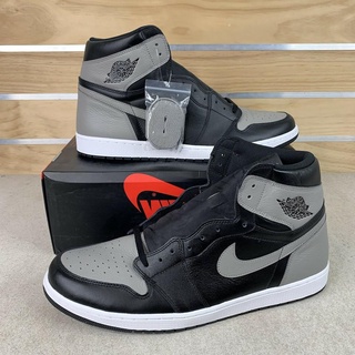 【ขาย】 Air Jordan 1 Retro High OG "Shadow" 2018 สีเทา / สีดํา 555088-013 รองเท้าบาสเก็ตบอล