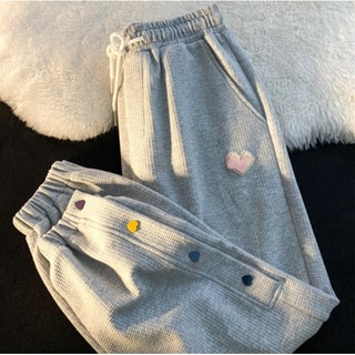 lady24shop พรีออเดอร์กางเกงวอร์มรุ่น waffle  เนื้อผ้าดี ใส่สวย กระดุมรูปหัวใจ สุดน่ารัก