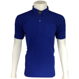 เสื้อโปโล ผ้าไมโคร ตัดแต่งสาปเสื้อและฐานปก รุ่น PL101 สีน้ำเงิน