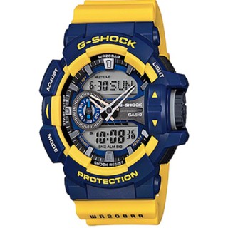 CASIO G-SHOCK นาฬิกาข้อมือผู้ชาย สีเหลือง สายเรซิ่นรุ่นGA-400-9B