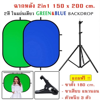 [พร้อมส่ง] ฉากหลัง Background Green - Blue Screen 200 x 150 cm วงรี มี 2