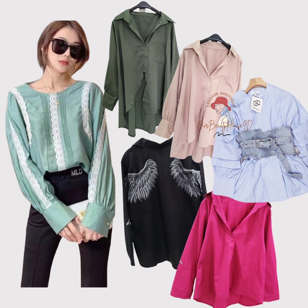 Kemeja Pj Shirt Wings Poplin Obi Shirt Bohem Blom Blouse Lace Silk