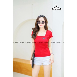 New ! เสื้อ เสื้อยืดแฟชั่น FreeSize เนื้อผ้าคล้ายยูนิโค คอเหลี่ยมแขนสั้น เนื้อแน่น ยืดเยอะ รอบอก 32-38 นิ้ว new!