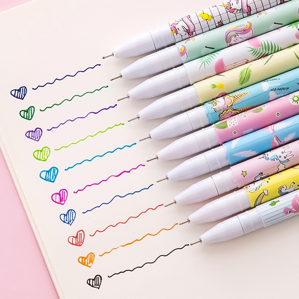 ปากกา 10 สี ⭐️ หมึกเจล ลายน่ารัก 10 colors pen 0.38 mimisplan