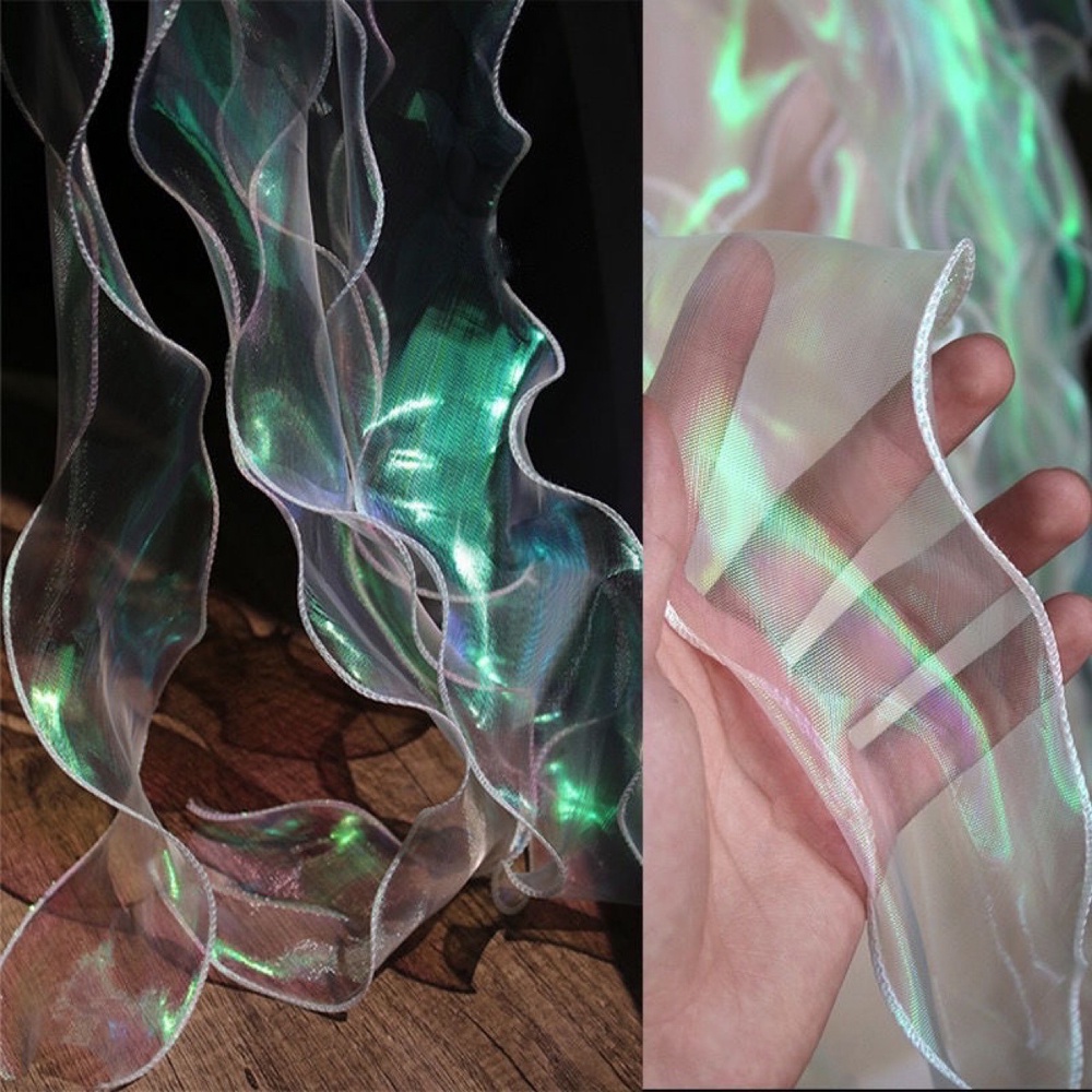 9yards/lot โปร่งใส Ruffle ลูกไม้ Trim ผ้า Gradient DIY Patchwork ตกแต่งกระโปรงชุดแต่งงาน Designer อุ