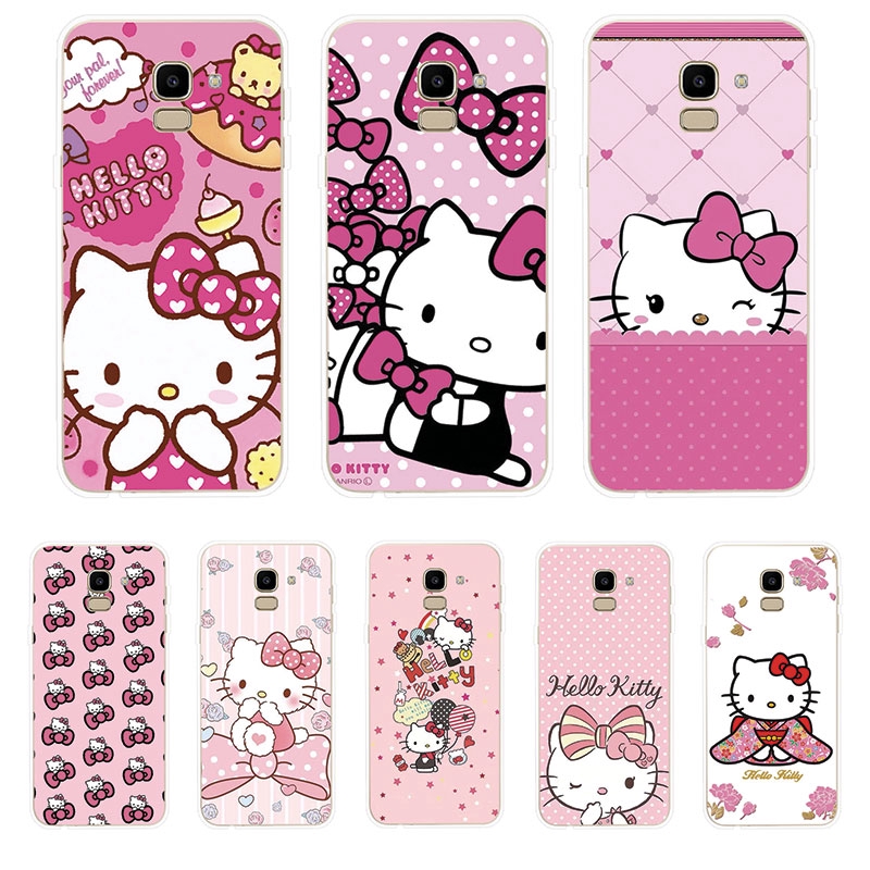 เคสโทรศัพท์ซิลิโคนพิมพ์ลาย hello kitty สําหรับ samsung galaxy j 2 pro j 4+j6 j6+plus j8 2018