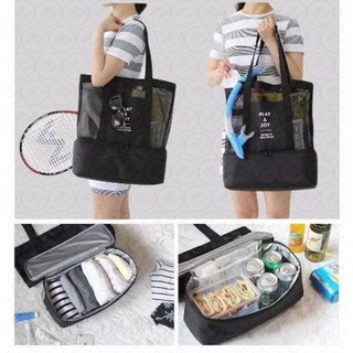 YHL กระเป๋าเก็บอุณหภูมิ แฟชั่น กระเป๋าเก็บความร้อน-เย็น  Lunch Bag Picnic Bag Hot Bag Cooler Bag (สีดำ)