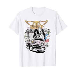 เสื้อยืดวินเทจเสื้อยืด ลายวง Aerosmith Kings Queens หลากสีสัน เสื้อยืดแขนสั้นผู้ชายสไตล์เกาหลี oversize สีขาว วินเทจ สีด