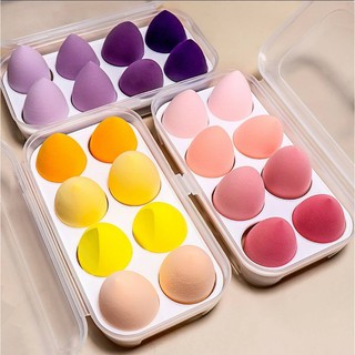 พร้อมส่ง**ฟองน้ำเกลี่ยรองพื้นยกเซต 8 ชิ้น มีกล่องใส่ด้วยนะคะ