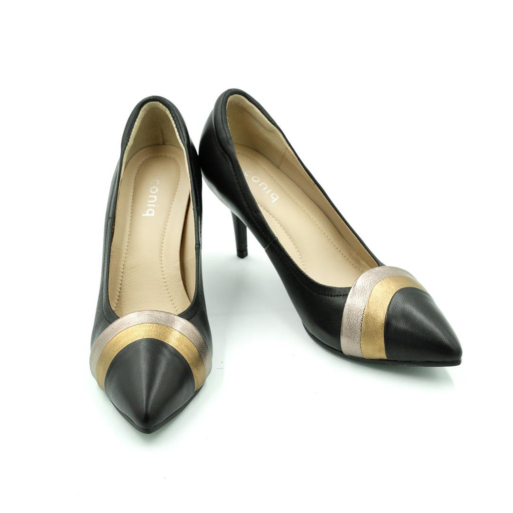 รองเท้าหนังแกะ รุ่น Elsie Tri-Colors 3" in Black/Golden/Gunmetal