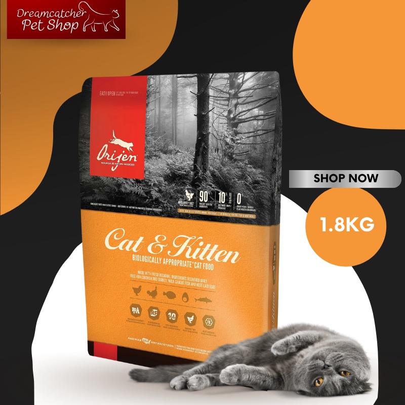 Orijen Cat&Kitten ออริเจน รส ไก่+ไข่+ปลา 1.8 kg (กิโลกรัม)