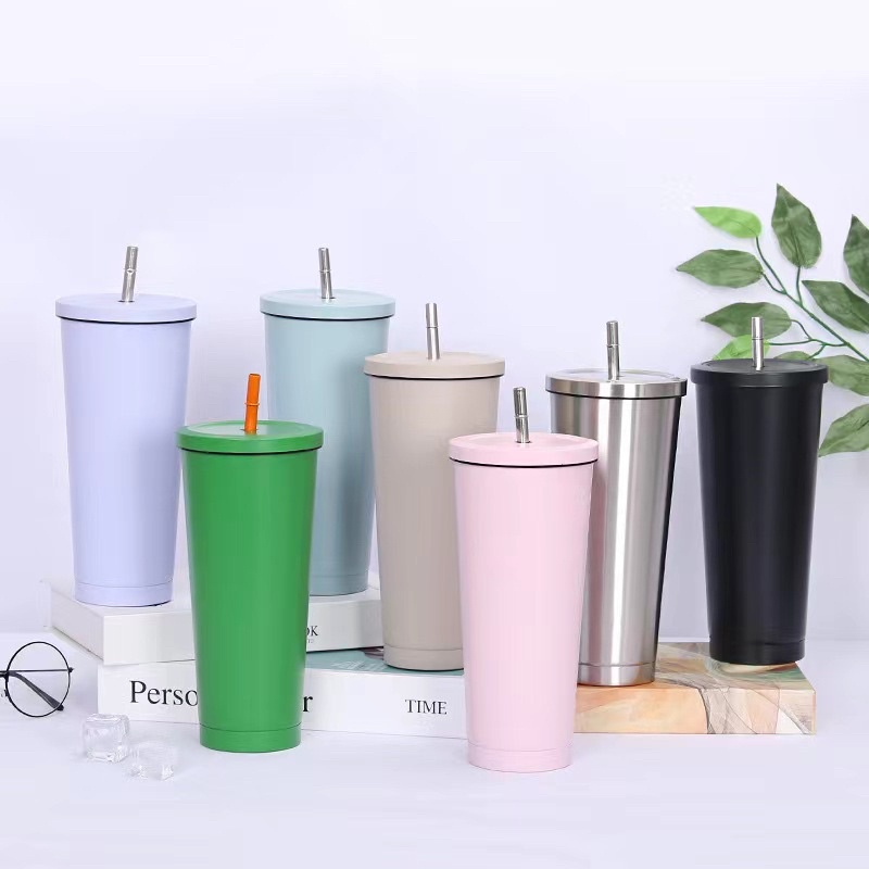 304 กระติกน้ำร้อนสแตนเลสถ้วยฟาง 750ml ราคา ถูกที่สุด ดีลบีเคเค