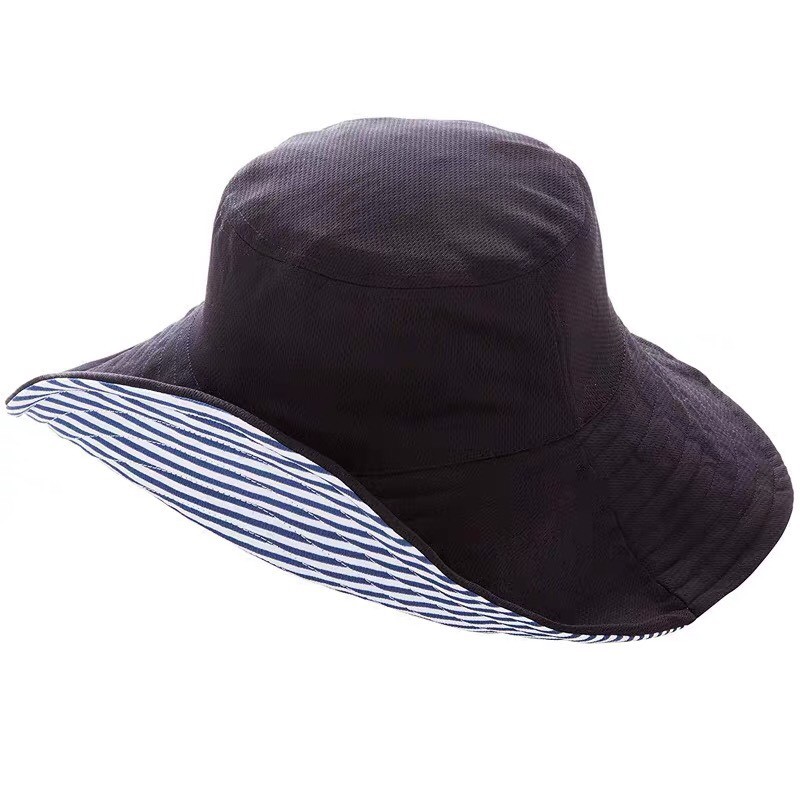 พร้อมส่ง!!!หมวกบักเก็ตใส่กันแดด  อีกด้านเป็นลายทางมีให้เลือกหลากสี.​ D053 - รูปที่ 5