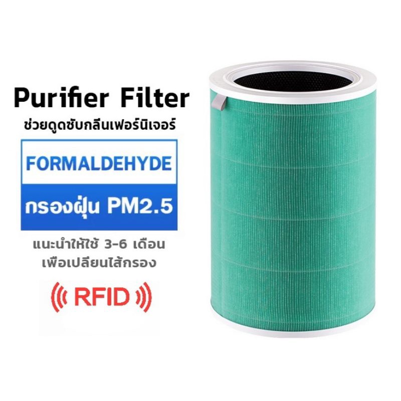 ไส้กรองอากาศ สีเขียว Xiaomi Mi Air Purifier Filter มี RFID 2S 2H 3H 3C PRO ของแท้ ต้านเชื้อแบคทีเรีย เสี่ยวมี่