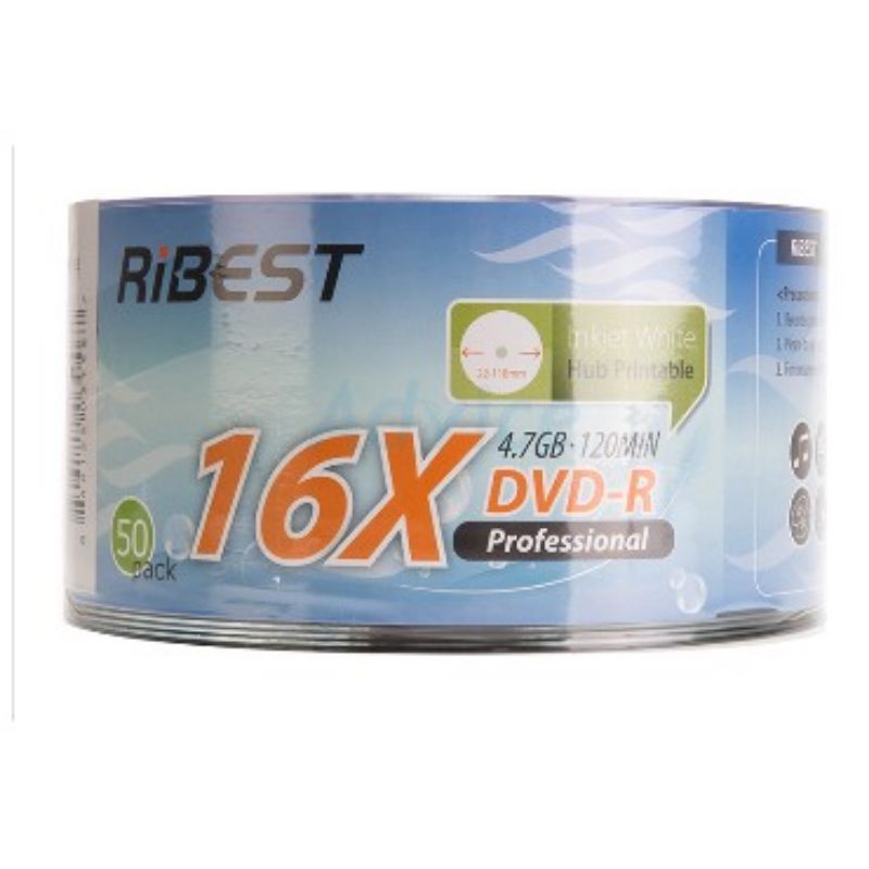 DVD-R RIBEST (50/Pack) Printable. พิมพ์ภาพบนแผ่นได้