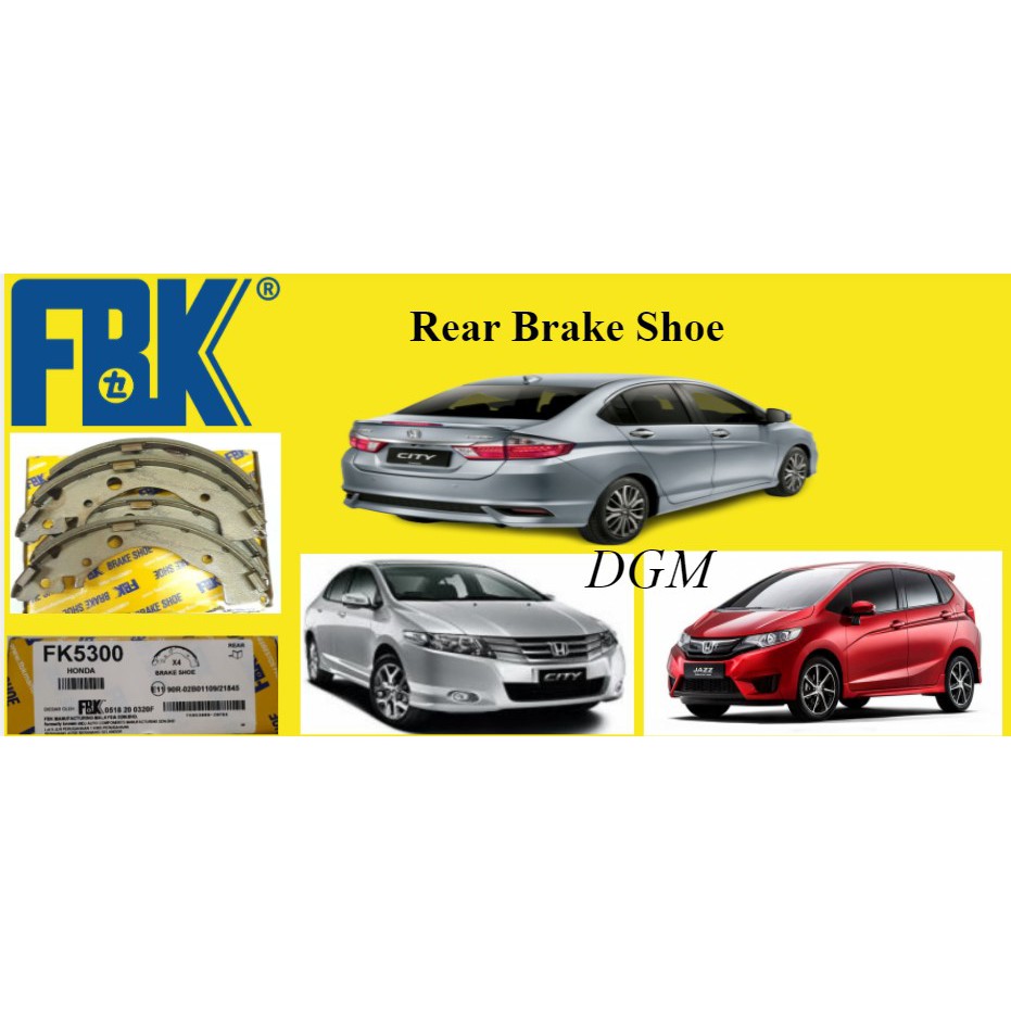 FBK Honda City TMO T9A / Jazz TFO T5A / Insight TM8 2008-2019Y ผ้าเบรคหลัง (FK5300)