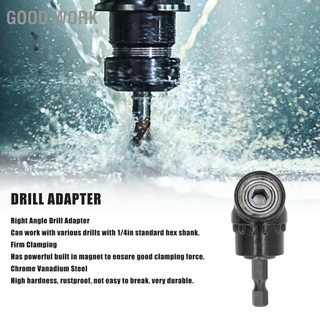 Good Work Right Angle Drill Adapter Angled Bit Holder Attachment 1/4in Hex Shank Accessory