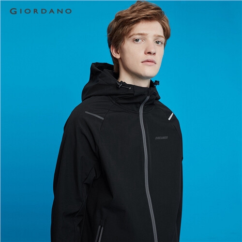 GIORDANO MEN Graphic fleece-lined hooded jacket 01079732