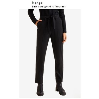 Mango BELT STRAIGHT-FIT TROUSERS แท้ พร้อมส่ง