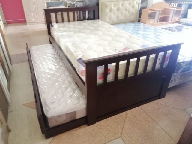 เตียงนอน3.5ฟุต 2ชั้น แบบลิ้นชัก ผลิตจากไม้ยางพารา เตียงลิ้นชักไม้แท้ เตียงลิ้นชักที่นอน