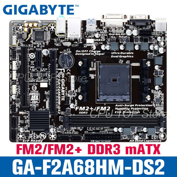 ⚡️ Gigabyte GA-F2A68HM-DS2 F2A68HM-DS2 ซ็อกเก็ต DDR3 FM2 FM2+ เมนบอร์ดเดสก์ท็อป มือสอง