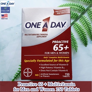 วิตามินรวม สำหรับผู้ชายและผู้หญิง Proactive 65 + Multivitamin for Men and Women 150 Tablets - One A Day