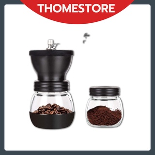 Coffee Bean Grinder เครื่องบดกาแฟวินเทจ  ปรับความละเอียดได้ แถมแปรงทำความสะอาด+กระปุกเก็บกาแฟ