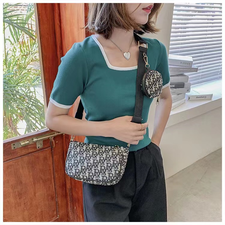 tn_shopping กระเป๋าสะพายข้างแฟชั่นสุดฮิตมาใหม่set2ชิ้นสวยมาก ๆbag LH1100