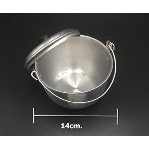 หม้อหูหิ้ว+ฝาปิด พกพาแบบสะดวก ง่ายต่อการปิคนิค ขนาด14x9cm. ตราม้า