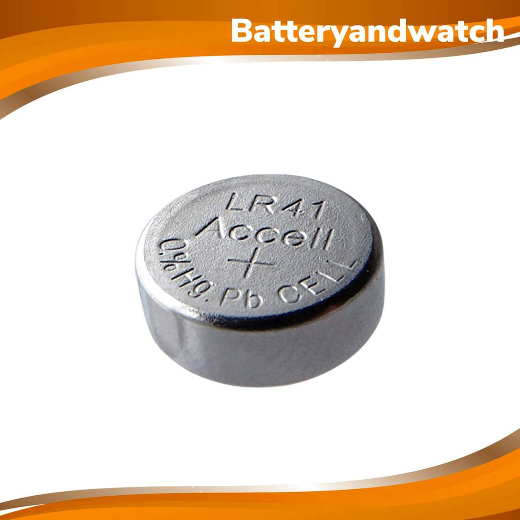 ถ่านกระดุม Accell LR41 , AG3 , L736C , 192 , V3GA , 392A  0% Hg Pb Battery 1.5V  แพ็ค 10 เม็ด