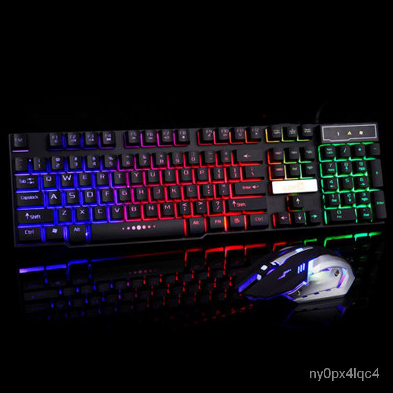 【ในขณะนี้】 Rainbow LED Backlit USB Wired Gaming Keyboard Mouse Mice Set ...