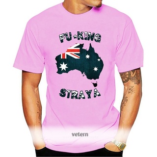 แขนสั้นcrew neckขายดี เสื้อยืดลําลอง แขนสั้น คอกลม พิมพ์ลายธงออสเตรเลีย Fuking Straya แนวตลก แนวสปอร์ต แนวคลาสสิก LMbkim